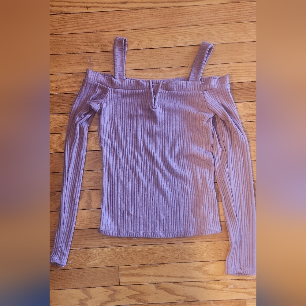 Aeropostale Purple Long Sleeve Off-Shoulder Top